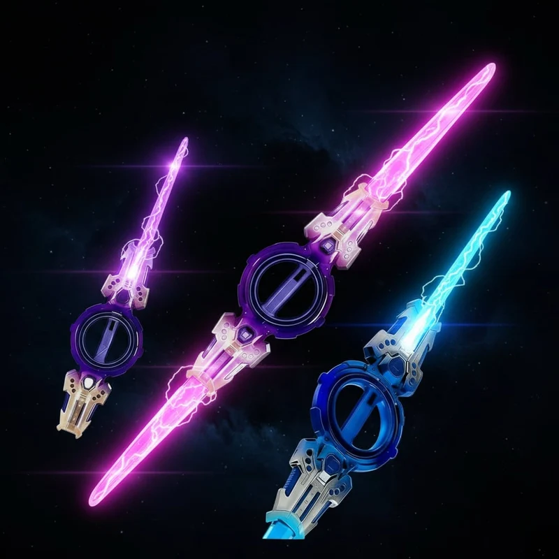Halloween Light-Up Sword Toy with Retractable Blades and LED Lighting