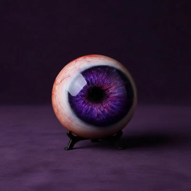 Halloween Home Decoration: Shiny Eyeball on a Three-Legged Stand for Outdoor Display