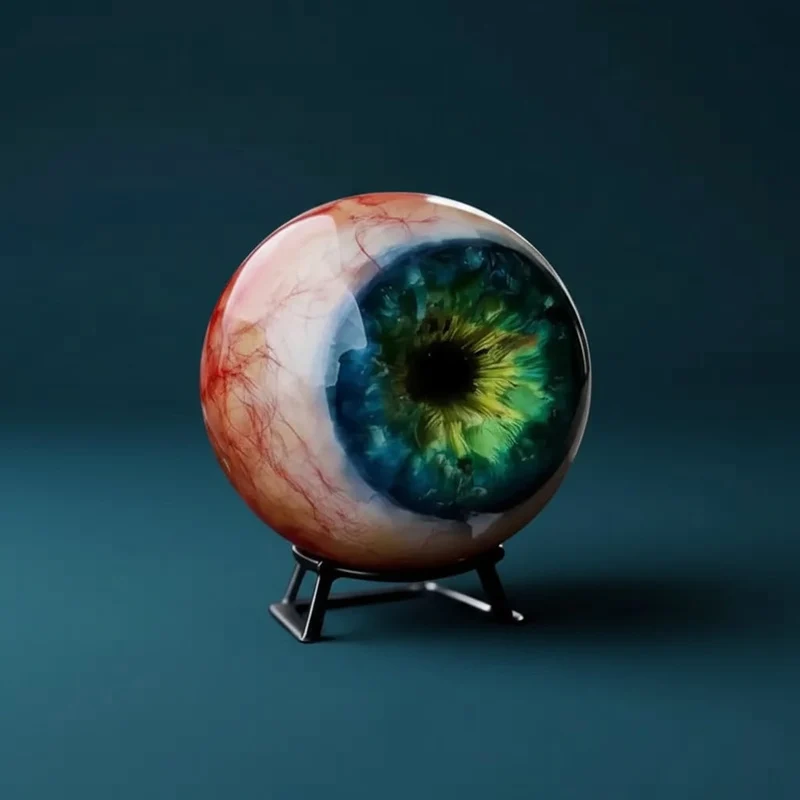 Halloween Home Decoration: Shiny Eyeball on a Three-Legged Stand for Outdoor Display
