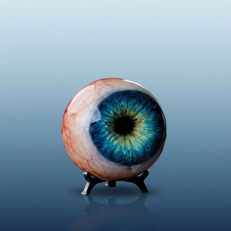 Halloween Home Decoration: Shiny Eyeball on a Three-Legged Stand for Outdoor Display