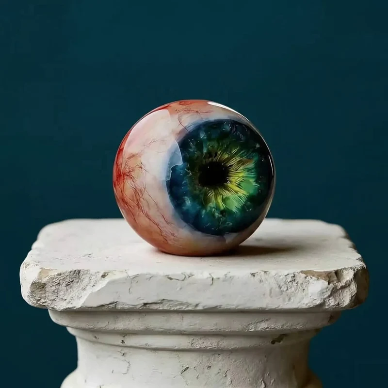Halloween Home Decoration: Shiny Eyeball on a Three-Legged Stand for Outdoor Display