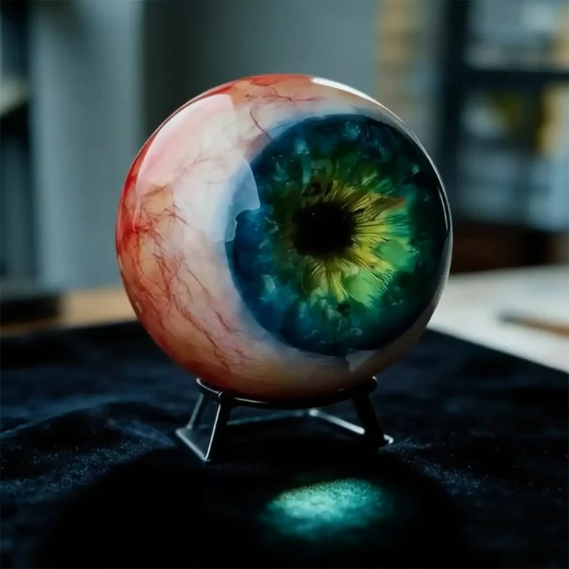 Halloween Home Decoration: Shiny Eyeball on a Three-Legged Stand for Outdoor Display