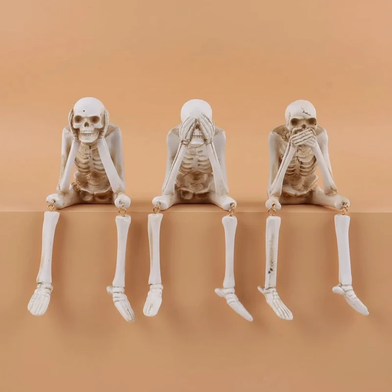 Halloween Decorative Skeleton Figurine with Dangling Legs for a Shelf Skeleton