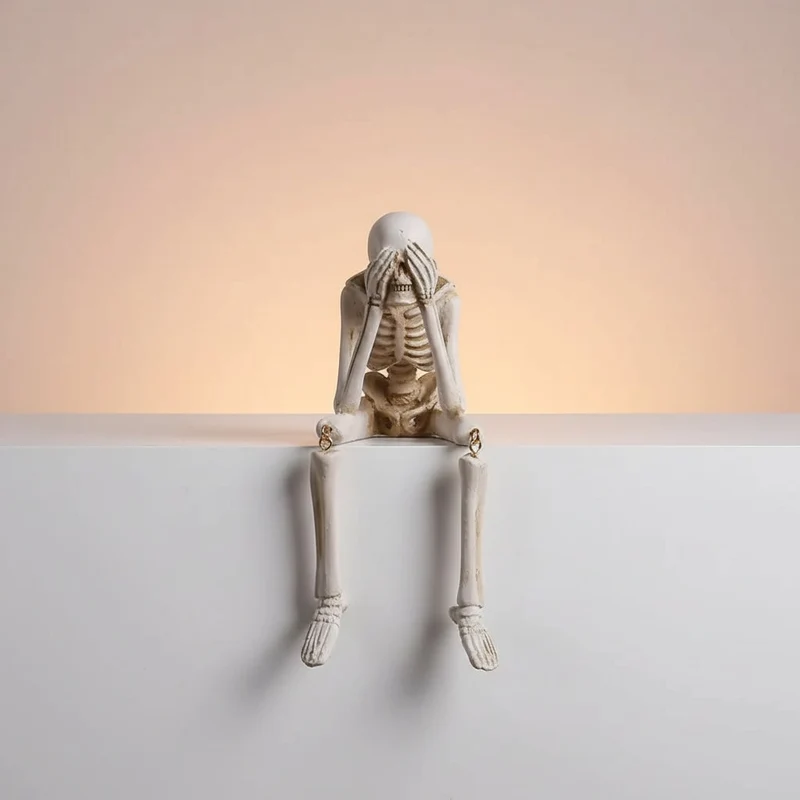 Halloween Decorative Skeleton Figurine with Dangling Legs for a Shelf Skeleton
