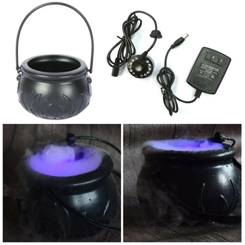 Halloween Witch’s Cauldron with Fog Generator and LED Lights for Home Decoration