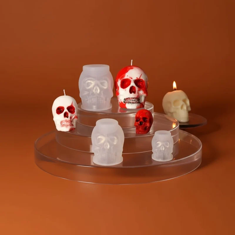 Halloween Silicone Skull Molds 3D Set of Three Sizes for Candles and Resin