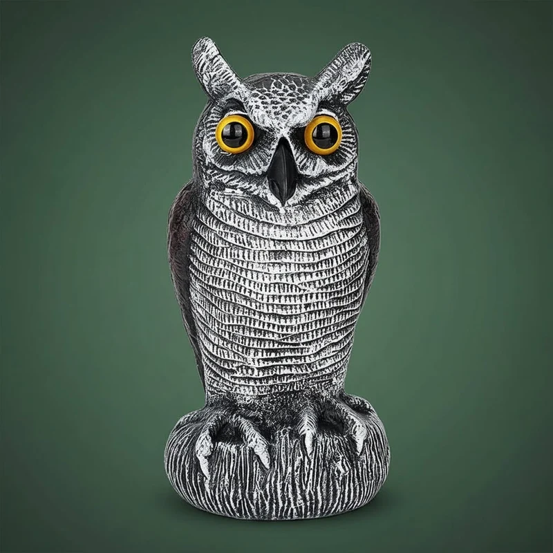 Halloween Bird and Pigeon Deterrent, Garden Owl with Yellow Eyes, Decorative Figurine