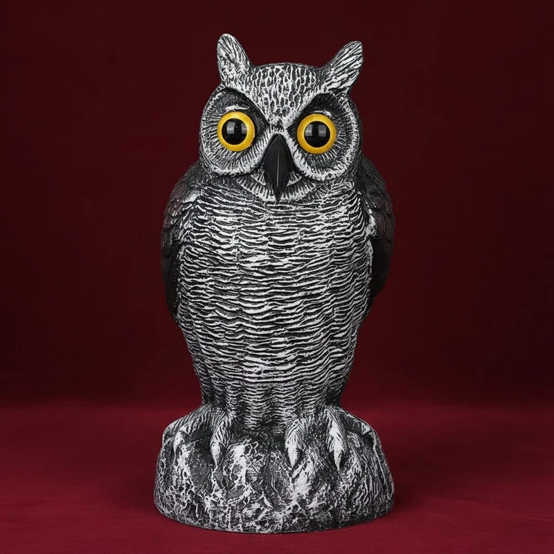 Halloween Bird and Pigeon Deterrent, Garden Owl with Yellow Eyes, Decorative Figurine