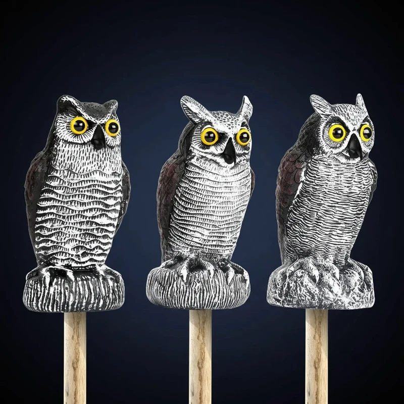 Halloween Bird and Pigeon Deterrent, Garden Owl with Yellow Eyes, Decorative Figurine