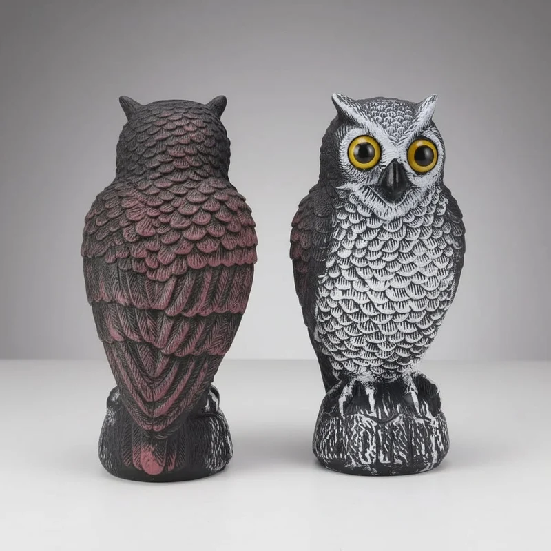 Halloween Bird and Pigeon Deterrent, Garden Owl with Yellow Eyes, Decorative Figurine
