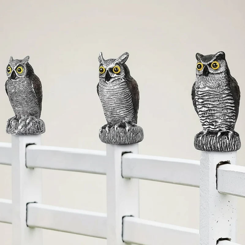 Halloween Bird and Pigeon Deterrent, Garden Owl with Yellow Eyes, Decorative Figurine