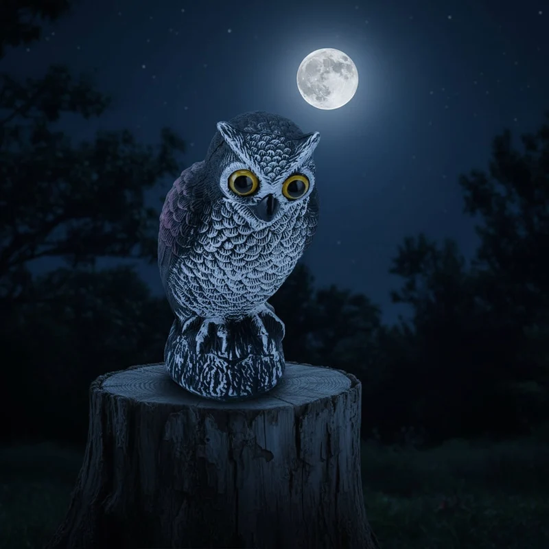 Halloween Bird and Pigeon Deterrent, Garden Owl with Yellow Eyes, Decorative Figurine