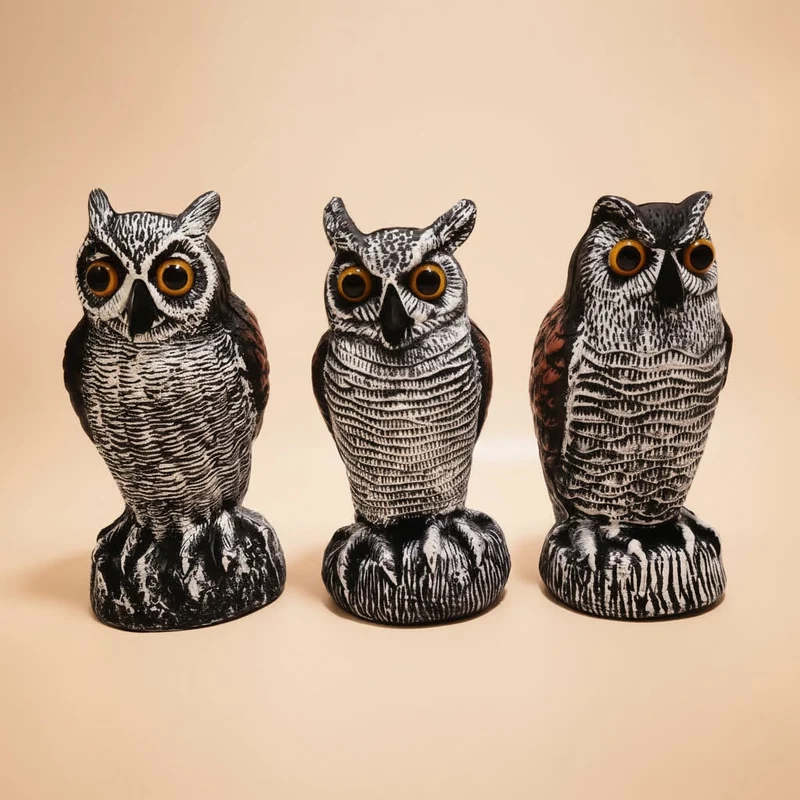 Halloween Bird and Pigeon Deterrent, Garden Owl with Yellow Eyes, Decorative Figurine
