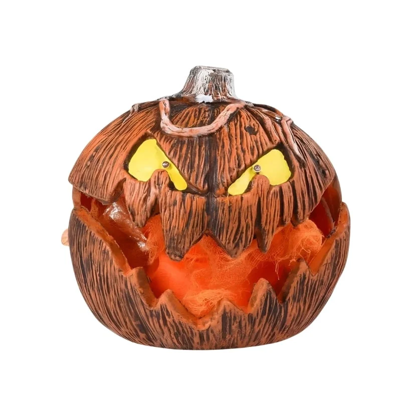 Carved Pumpkin Halloween Light Up Decoration with LED Glowing Eyes and Collapsible Design