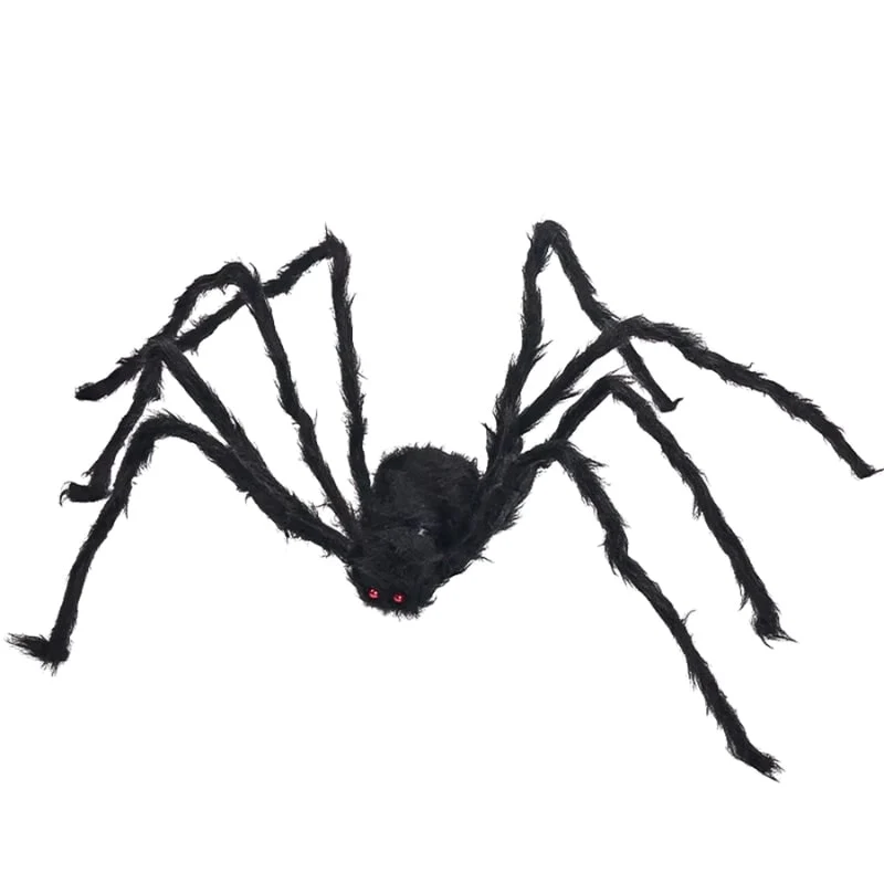 Giant Halloween Spider with Bendable Legs Red Eyes and Web Decoration