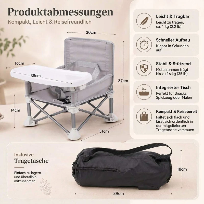 Reisehochstuhl mit Tablett | Klappthron