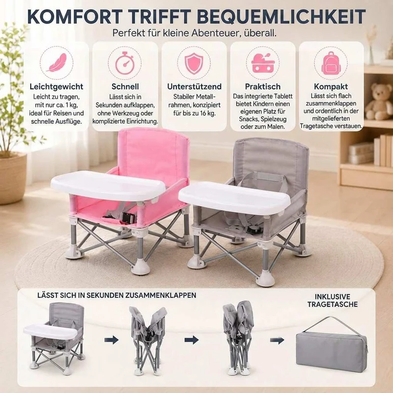 Reisehochstuhl mit Tablett | Klappthron