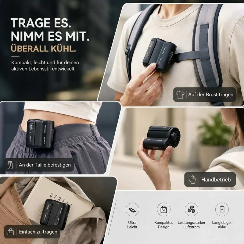 Gürtelventilator mit Clip und 3 Geschwindigkeitsstufen | Taillenbrise