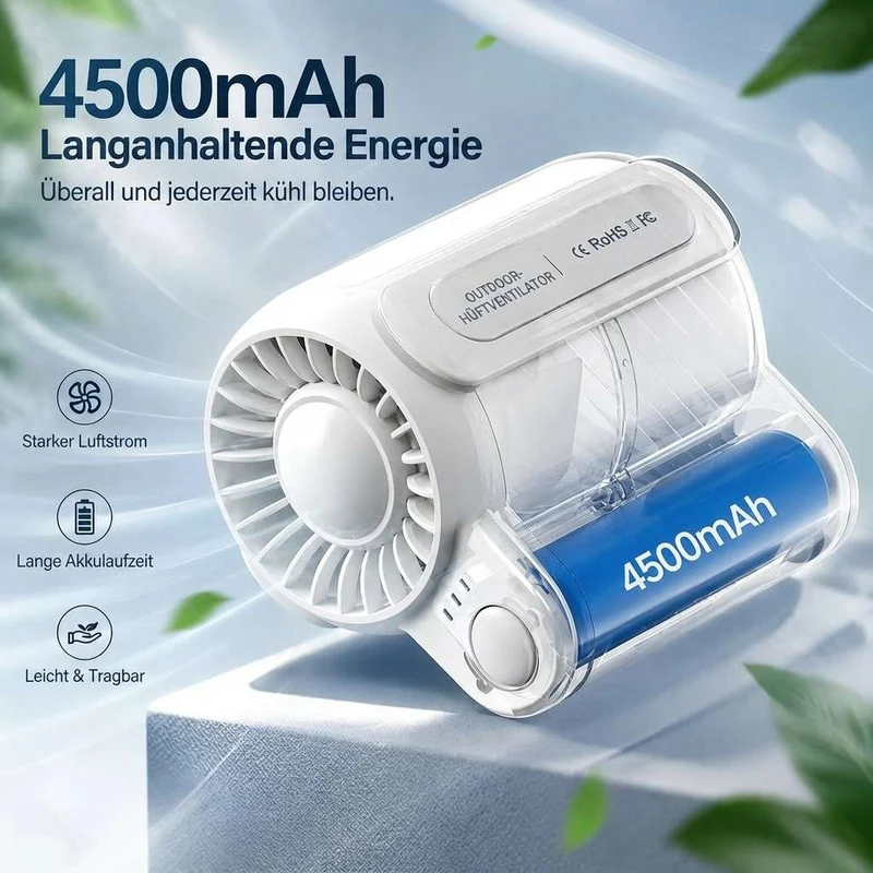 Gürtelventilator mit Clip und 3 Geschwindigkeitsstufen | Taillenbrise