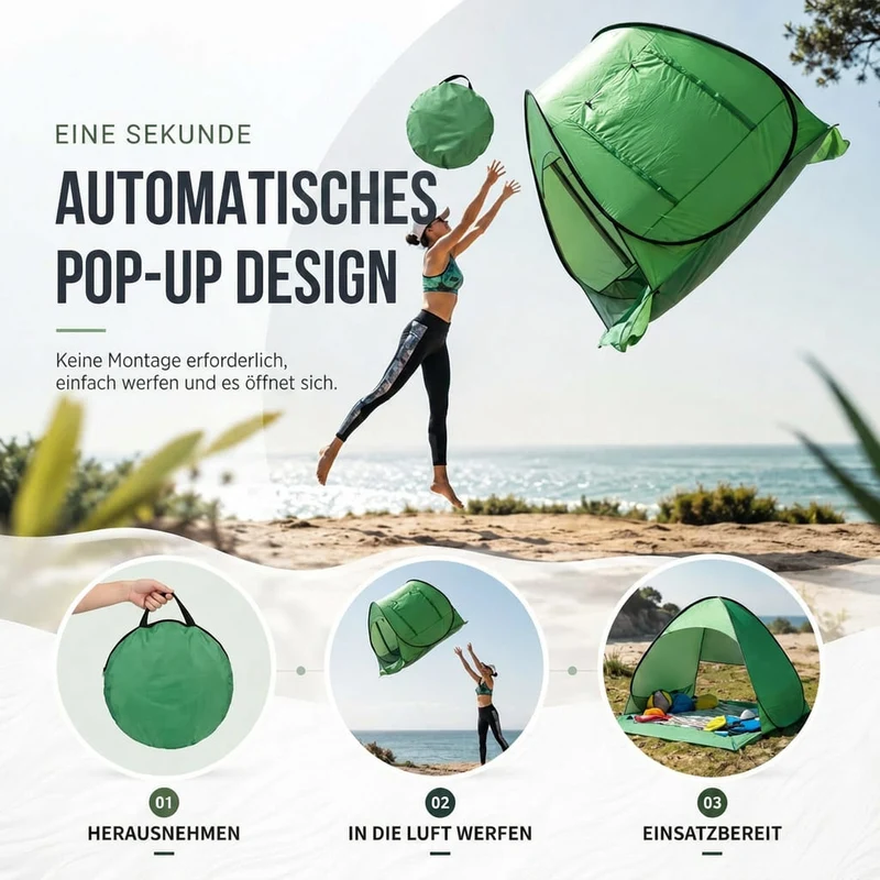 Pop Up Strandmuschel mit UV-Schutz | Strandquell