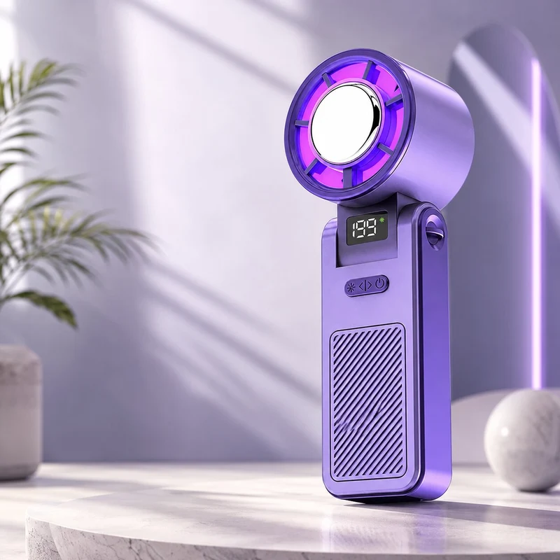 Faltbarer Mini-Handventilator mit LED-Display | Kryolux