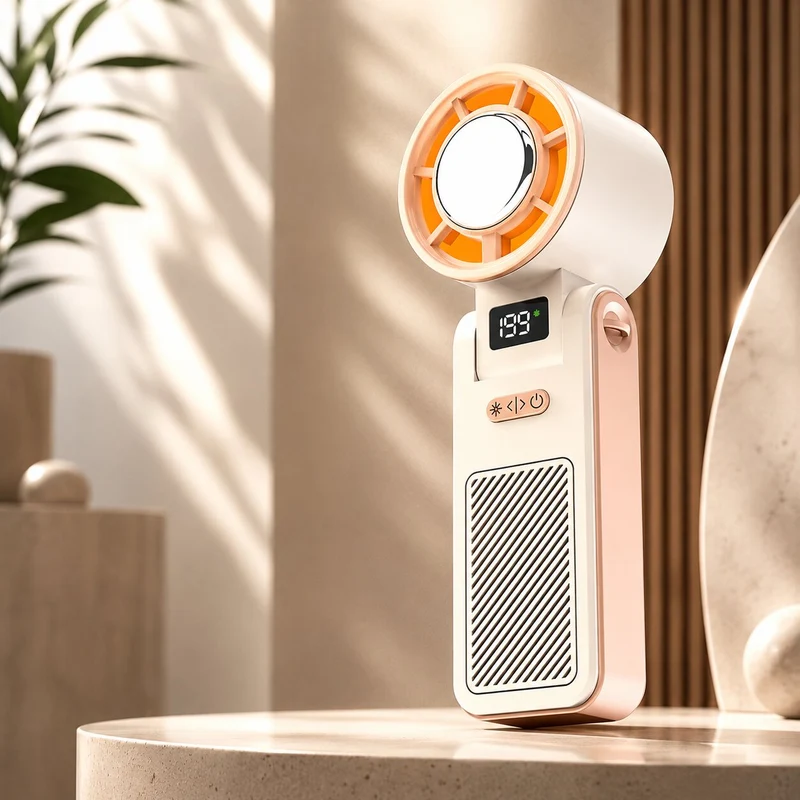 Faltbarer Mini-Handventilator mit LED-Display | Kryolux