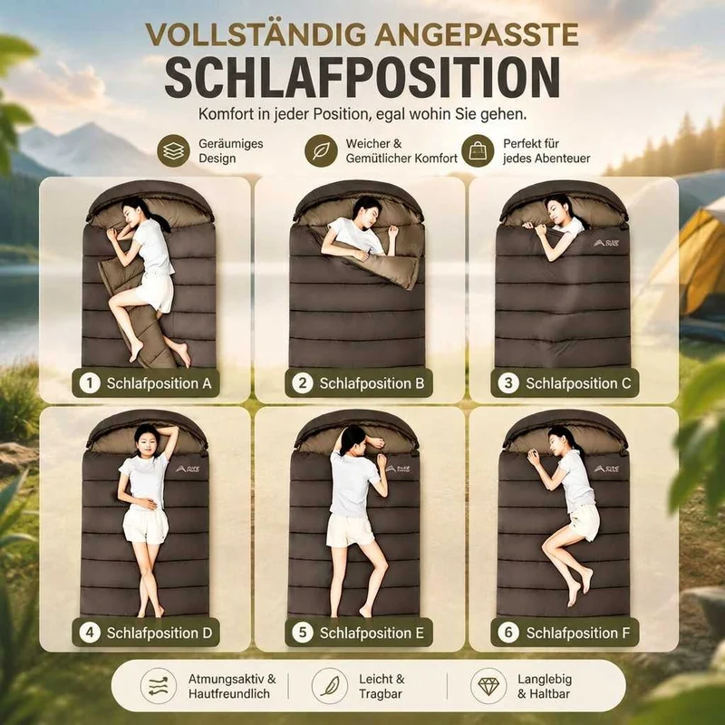 Extra breiter 4 Jahreszeiten Schlafsack | Weitruh