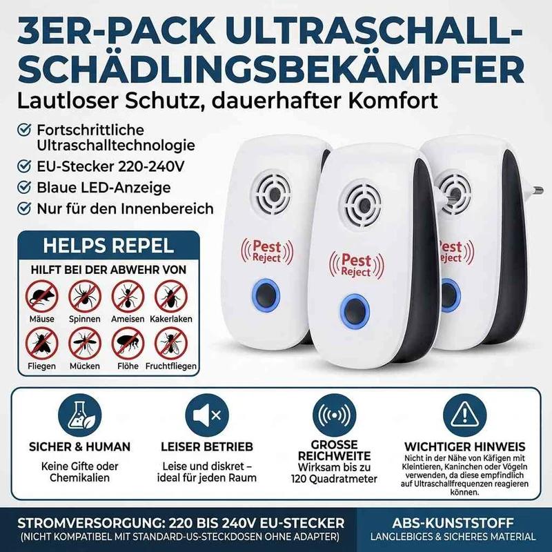 Ultraschall Schädlingsvertreiber Stecker | SchallSchild