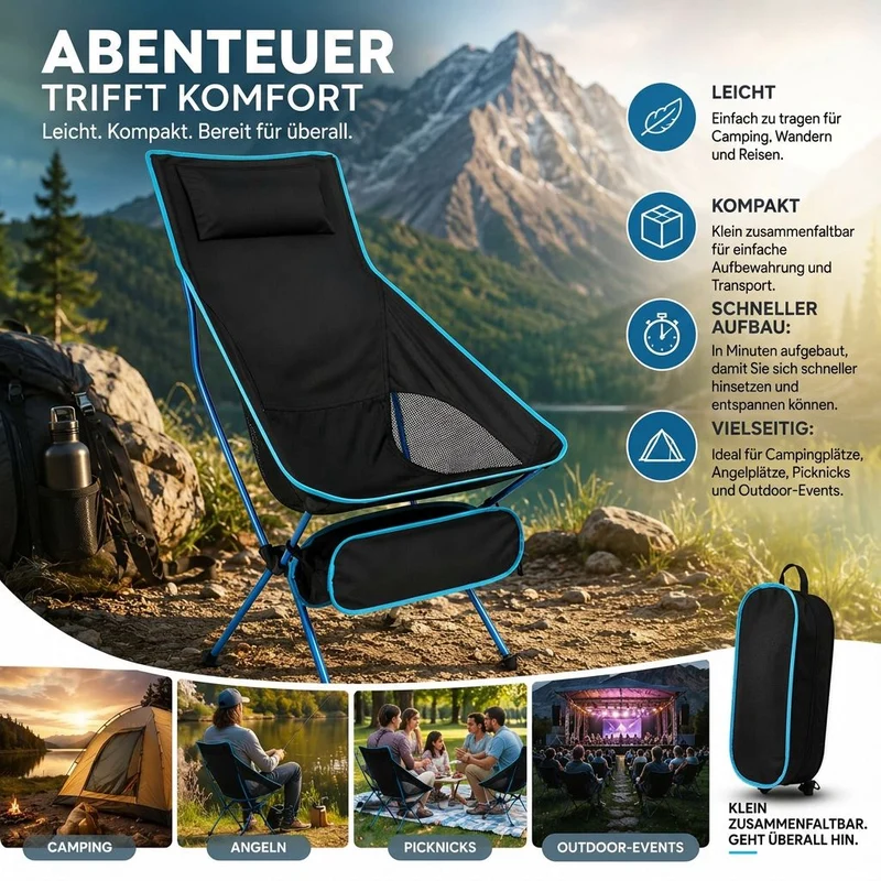 Ultraleichter Falt-Campingstuhl | Gipfelthron