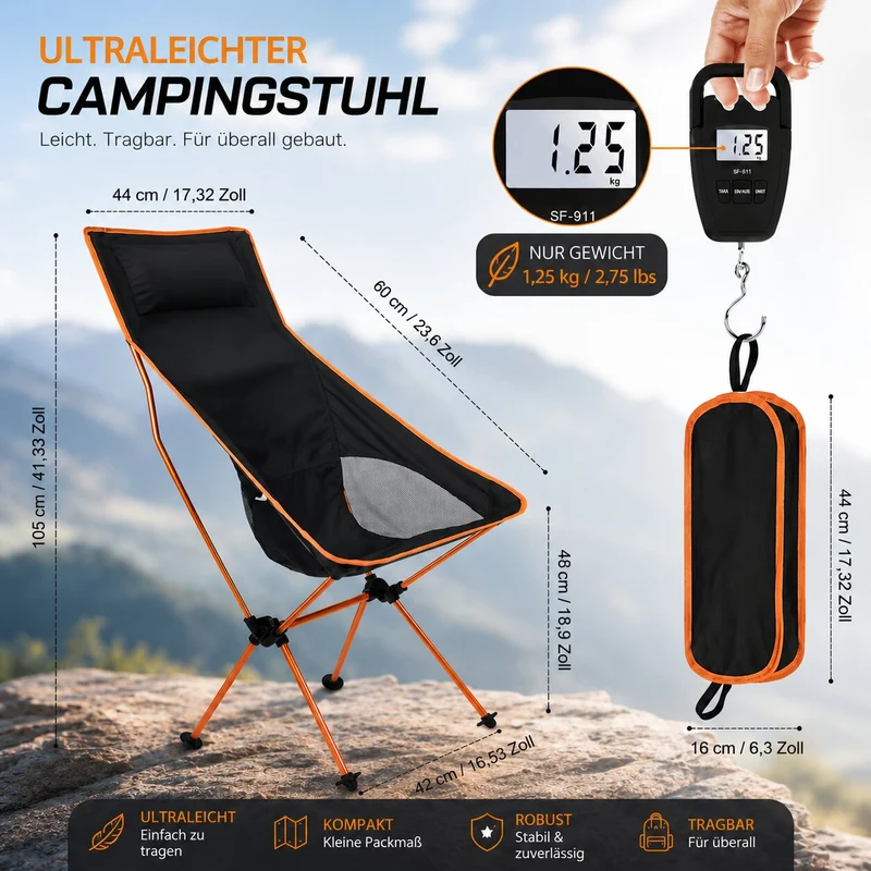 Ultraleichter Falt-Campingstuhl | Gipfelthron