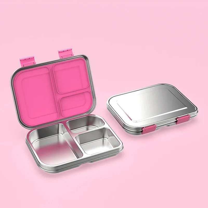 RVS Lunchbox – 975 ml Bentobox met 3 Vakken & Lekwerende Deksel