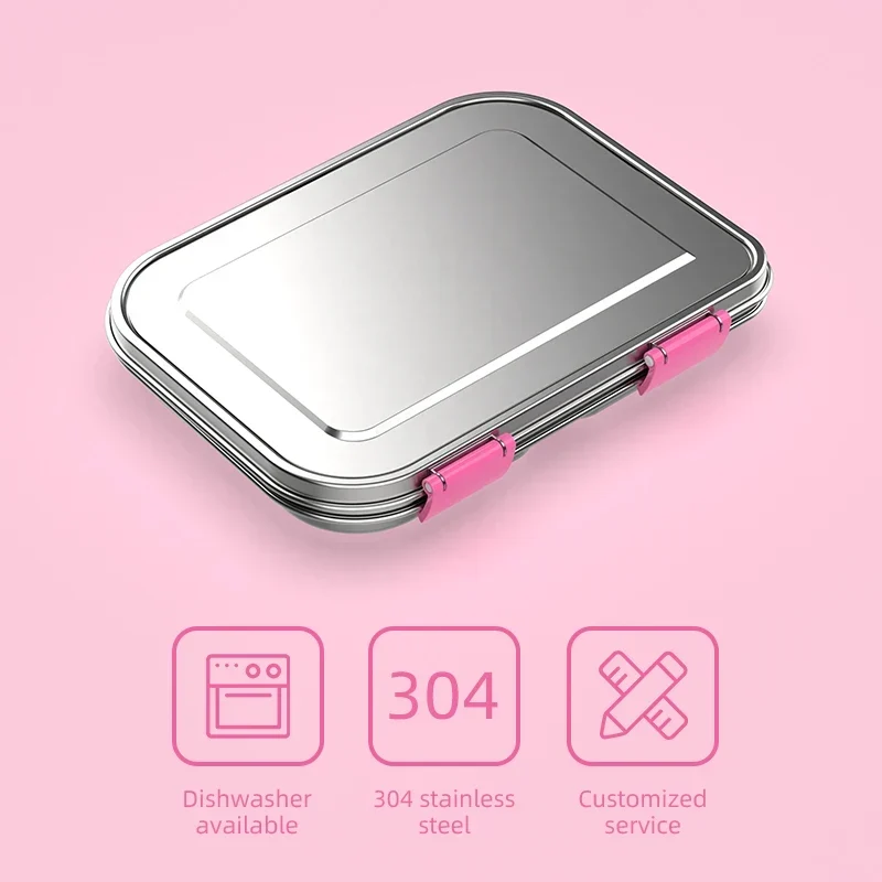RVS Lunchbox – 975 ml Bentobox met 3 Vakken & Lekwerende Deksel