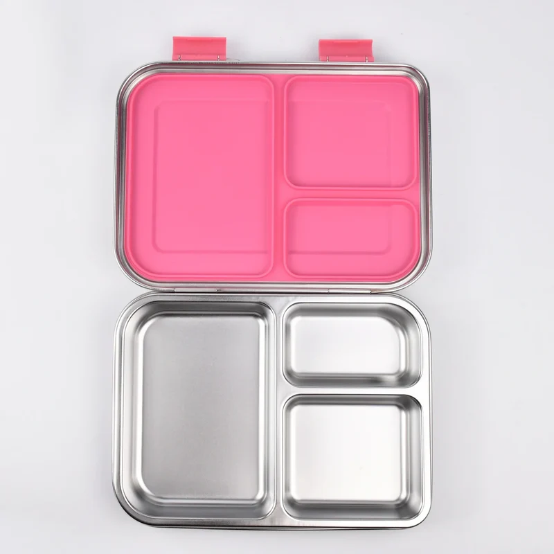 RVS Lunchbox – 975 ml Bentobox met 3 Vakken & Lekwerende Deksel