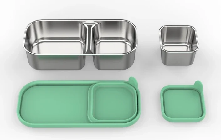 RVS Lunchbox – 975 ml Bentobox met 3 Vakken & Lekwerende Deksel