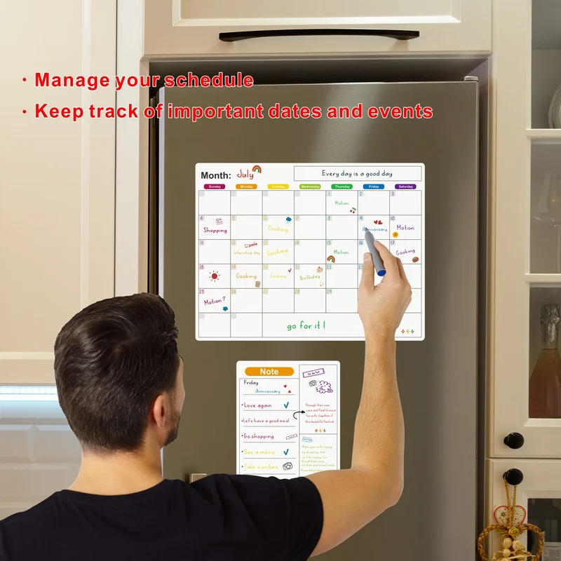 Magnetische Kalender – Uitwisbaar Whiteboard voor Koelkast