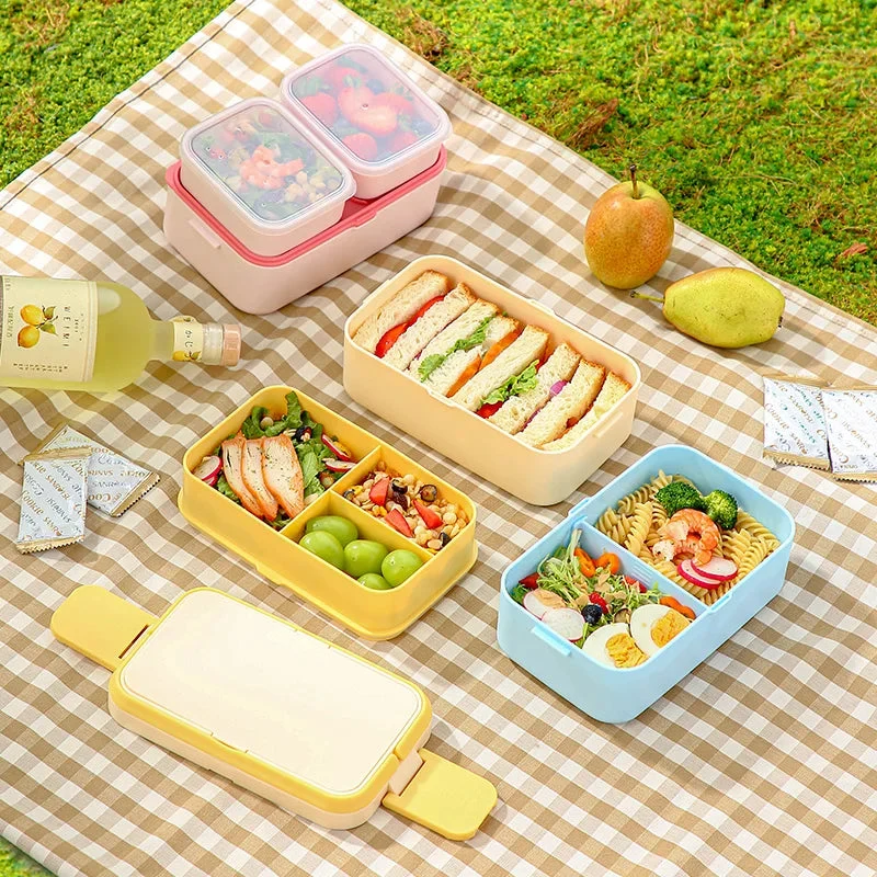 Bento lunchbox kinderen – 2 lagen, 1780 ml en bestek