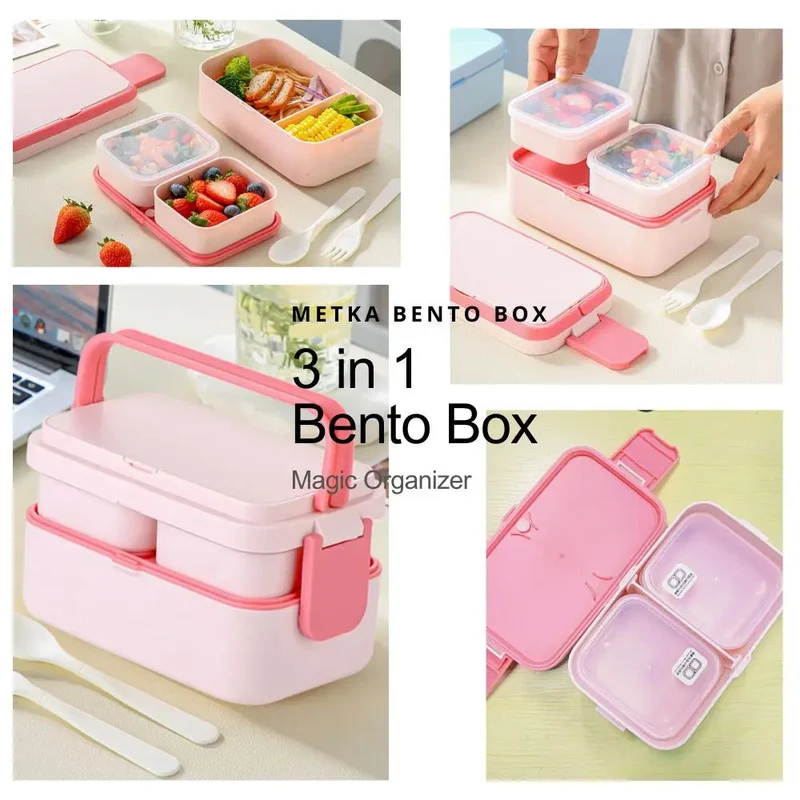 Bento lunchbox kinderen – 2 lagen, 1780 ml en bestek