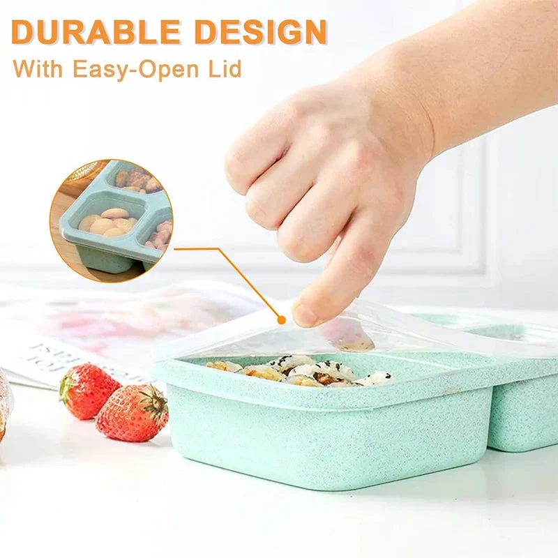 Snackbox met vakjes – 2 stuks met 4 compartimenten en deksel