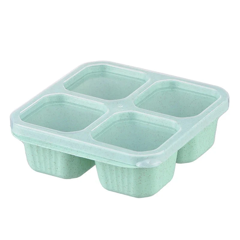 Snackbox met vakjes – 2 stuks met 4 compartimenten en deksel