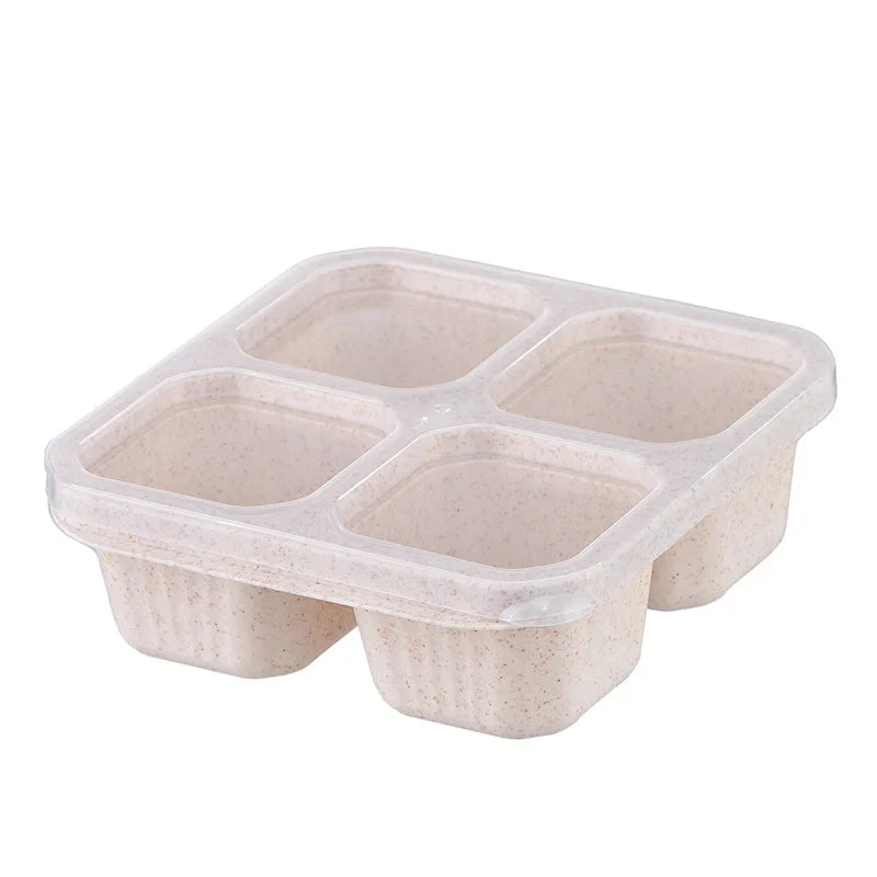 Snackbox met vakjes – 2 stuks met 4 compartimenten en deksel