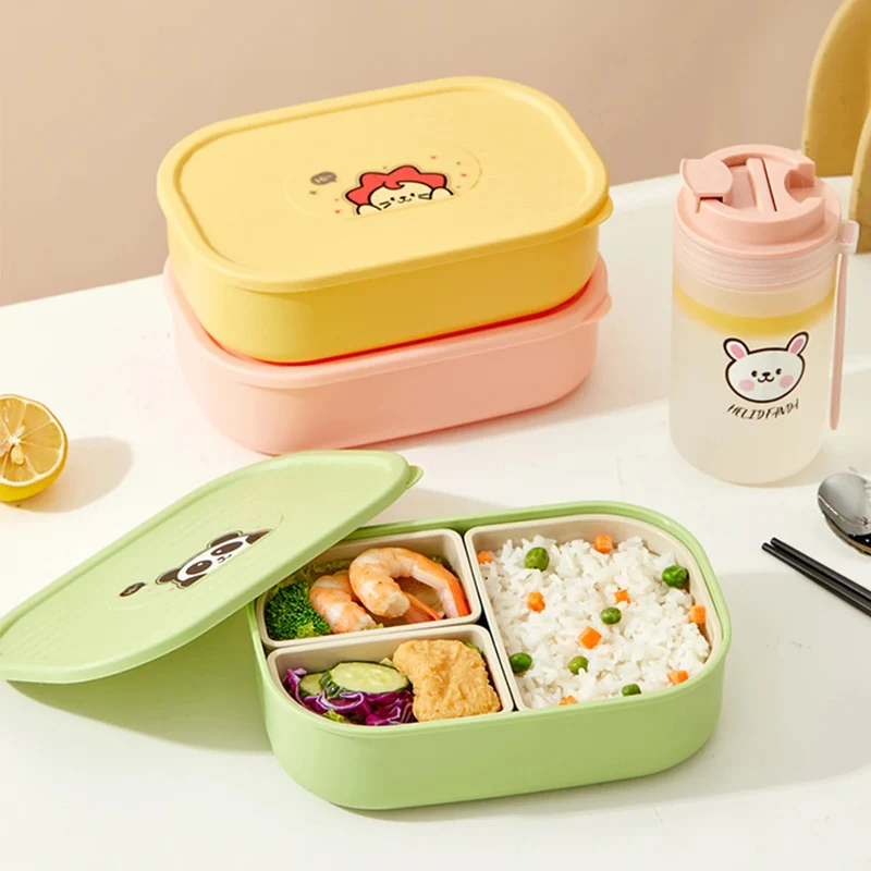 Bento lunchbox kinderen – 3 vakken, magnetronbestendig en compact