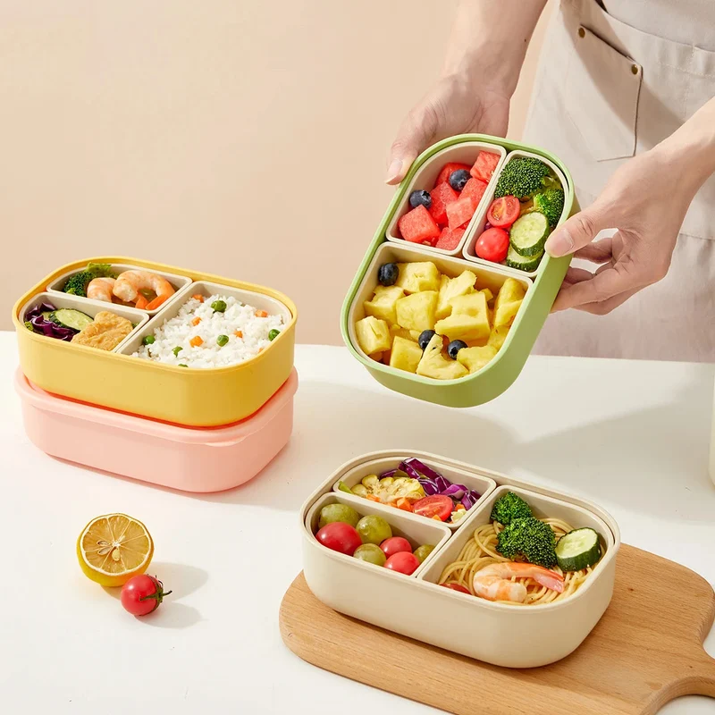 Bento lunchbox kinderen – 3 vakken, magnetronbestendig en compact