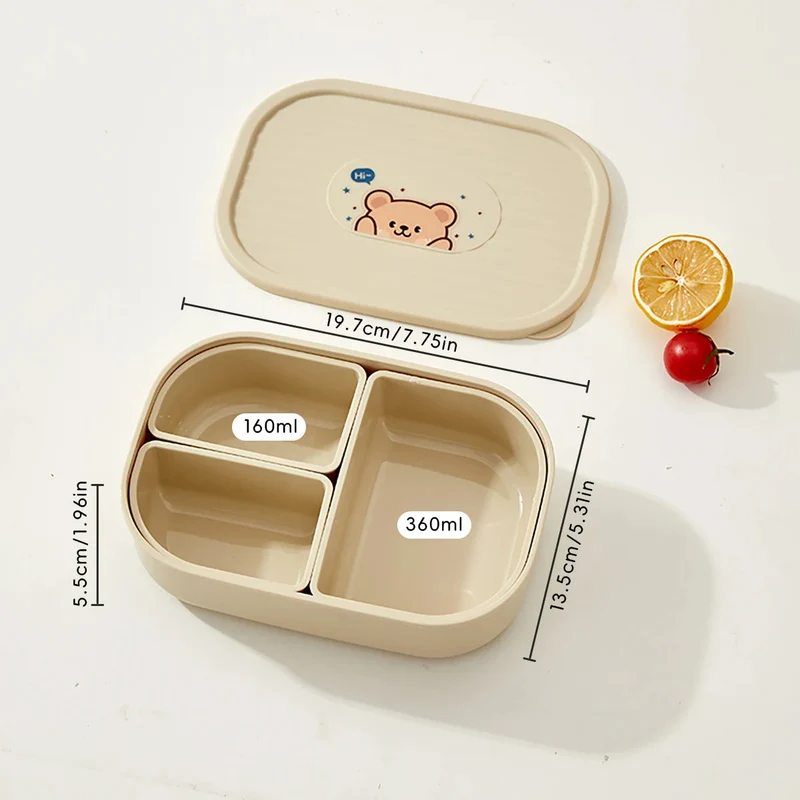 Bento lunchbox kinderen – 3 vakken, magnetronbestendig en compact
