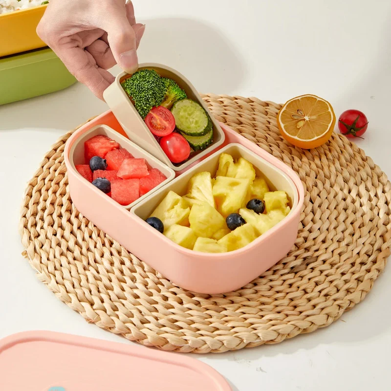 Bento lunchbox kinderen – 3 vakken, magnetronbestendig en compact