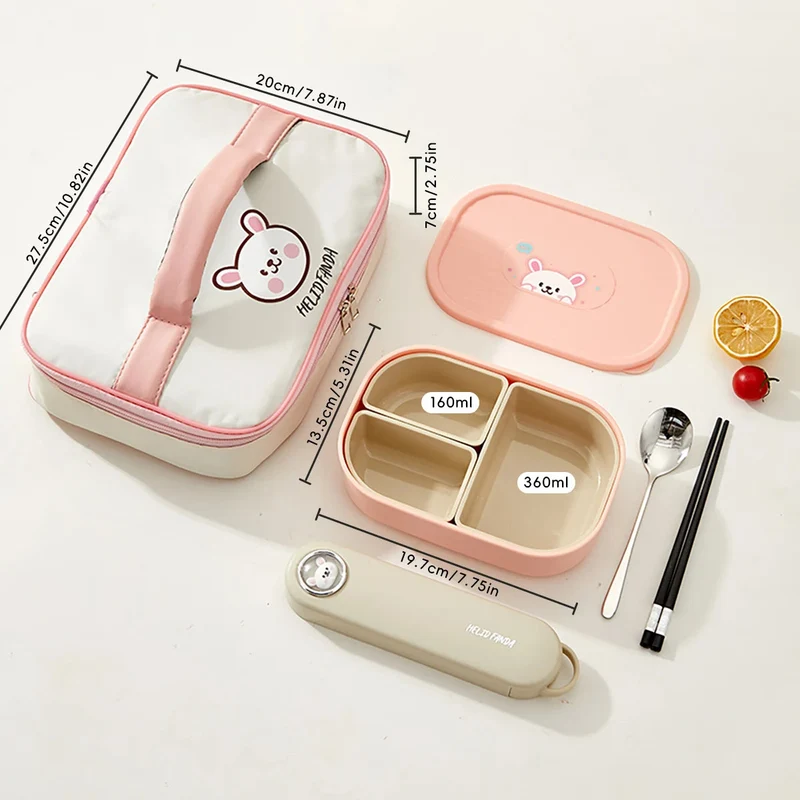 Bento lunchbox kinderen – 3 vakken, magnetronbestendig en compact