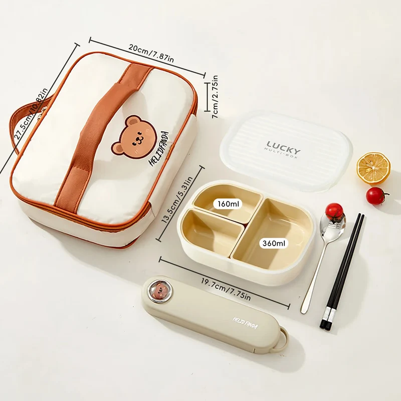 Bento lunchbox kinderen – 3 vakken, magnetronbestendig en compact