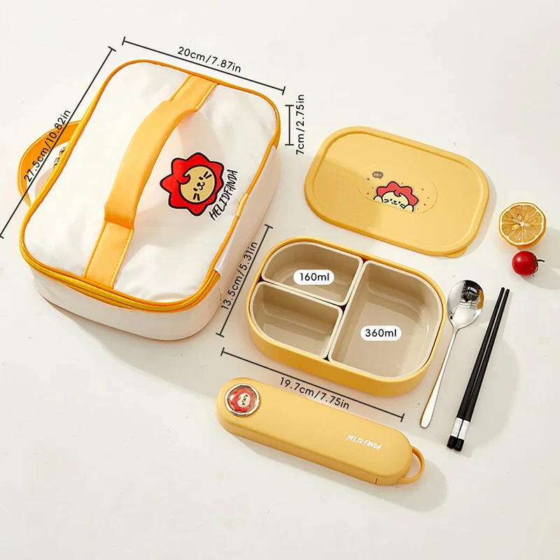Bento lunchbox kinderen – 3 vakken, magnetronbestendig en compact
