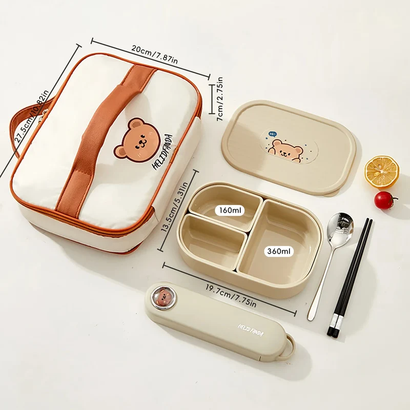 Bento lunchbox kinderen – 3 vakken, magnetronbestendig en compact
