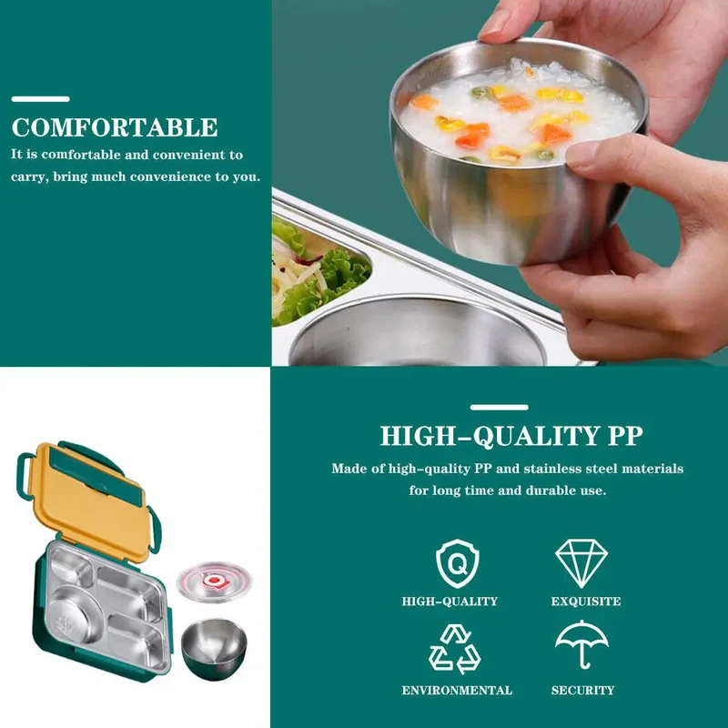 Lunchbox met vakken – RVS bentobox 1,5L met apart bakje