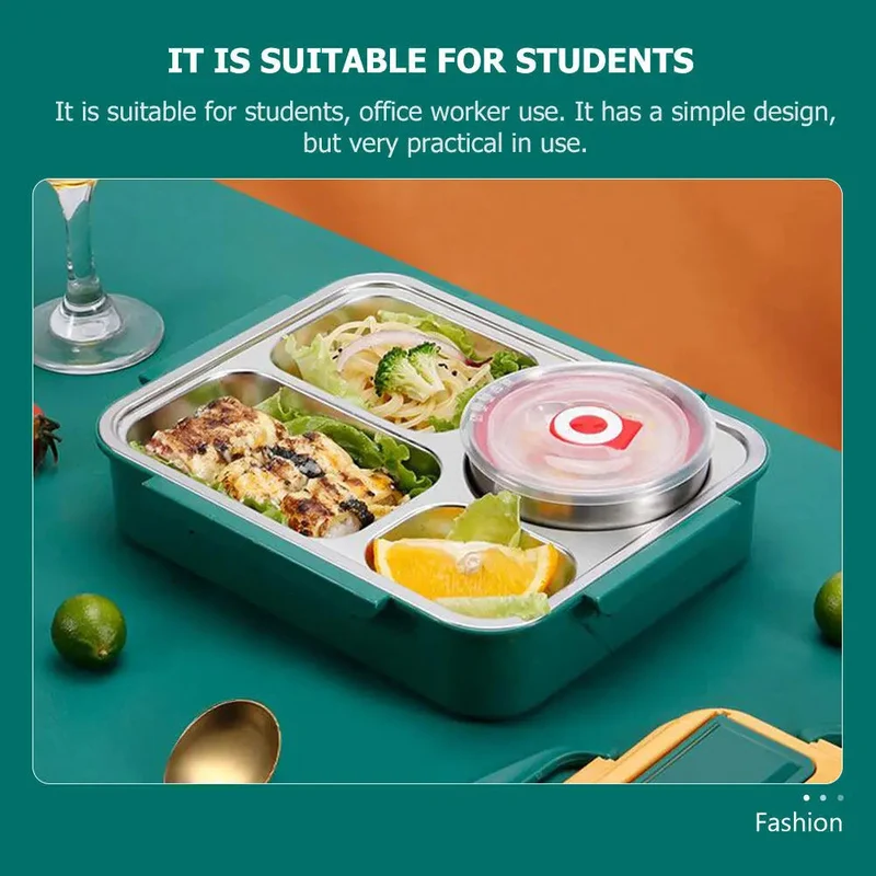 Lunchbox met vakken – RVS bentobox 1,5L met apart bakje